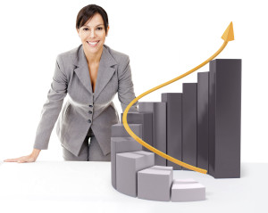 Businesswoman with  growth graph